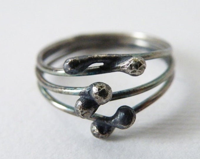 Silver Matchstick Ring Sterling Silver Modern Ring Hand Forged Minimalist Jewelry by SteamyLab