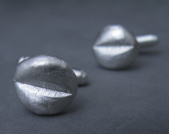 Sterling Silver Cuff-Links, Coffee Beans Cuff-Links, Groom Jewelry, Wedding Cuff-Links, Men Jewelry Gift Ideas