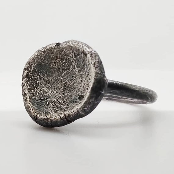 Bohemian Organic Texture Sterling Silver Ring, Recycled Sterling Silver, Oxidized or With Antique Copper Patina by SteamyLab