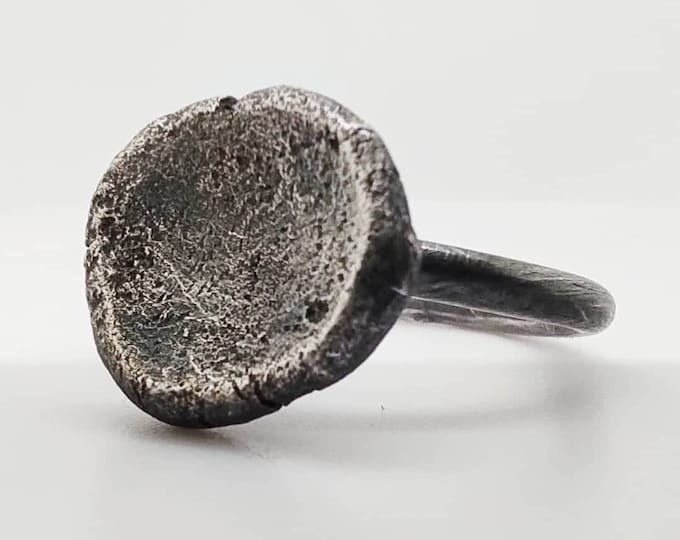 Bohemian Organic Texture Sterling Silver Ring, Recycled Sterling Silver, Oxidized or With Antique Copper Patina by SteamyLab