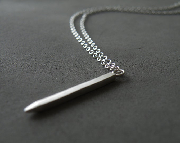 Unisex Sterling Silver Spike Pendant Necklace, Rock Glam Gift Ideas