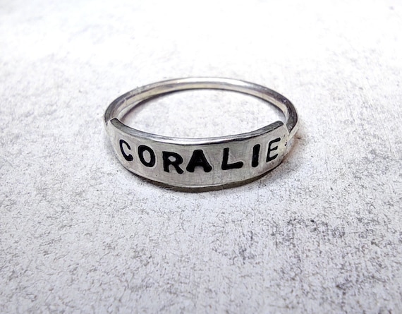 Dainty Silver Stacking Name Ring, Customisable to make meaningful gifts, Sold Individually