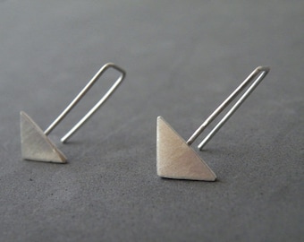 Geometric Sterling Silver Triangle Earrings,  Minimalist Modern Women's Earrings