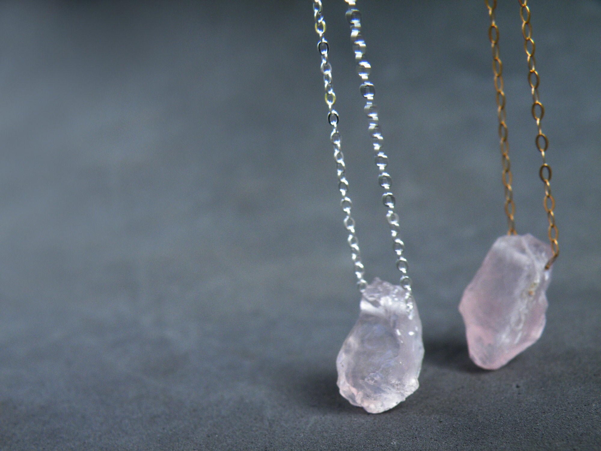 Large Rose Quartz Pendant Necklace 