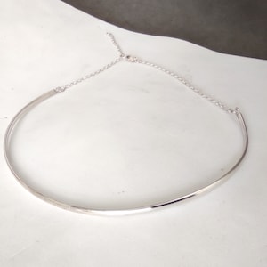 Collana girocollo rigida, collana minimalista in argento sterling, idea regalo gioielli, collana in argento fatta a mano immagine 7