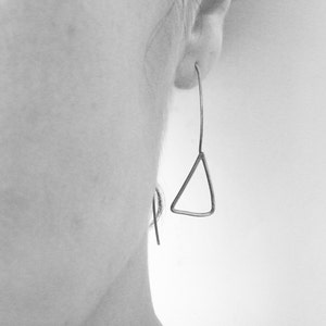 Sterling Silver Triangle Earrings, Oxidized Silver Minimalist Geometric Women's Jewelry image 4