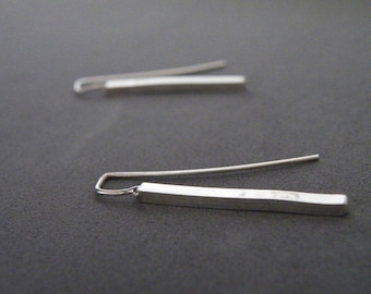 Sterling Silver Bar Earrings Geometric Dangle Earrings Minimalist Modern Jewelry by SteamyLab
