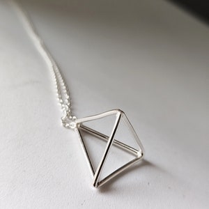 Pyramid Necklace Sterling Silver Triangle Pendant Necklace Long Geometric Necklace Minimalist Jewelry by SteamyLab image 9