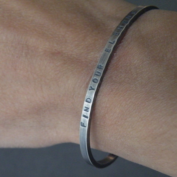 Bracciale Personalizzato Rigido Aperto Argento 925 Bracciale uomo Bracciale Donna Gioielli Argento by SteamyLab