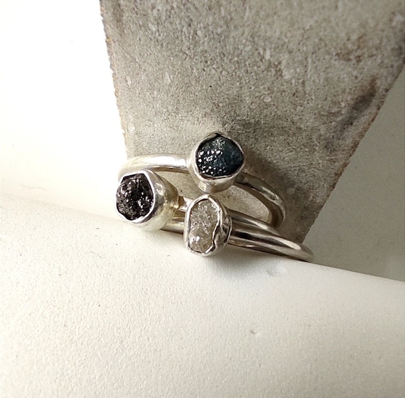 Raw Diamond Solitaire Ring: Unconventional Engagement Ring, April Birthstone