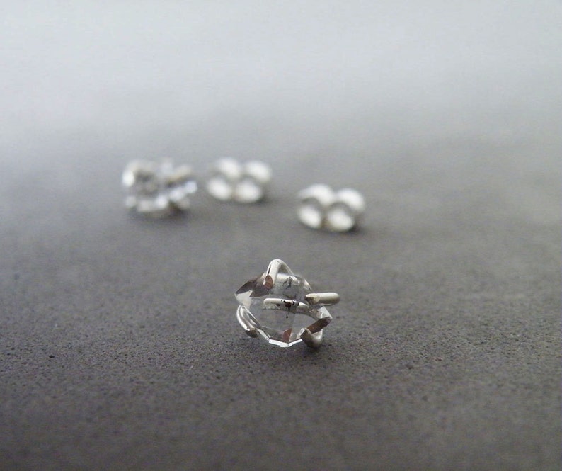 Herkimer Diamonds Stud Boucles d'oreilles en argent sterling Back Posts Boucles d'oreilles en pierre brute par SteamyLab image 5