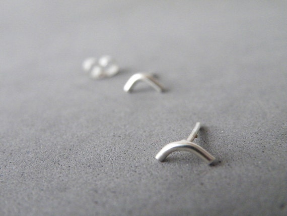 Dainty Geometric Silver Studs, Every day Wear Jewelry,  Earrings Gift Ideas