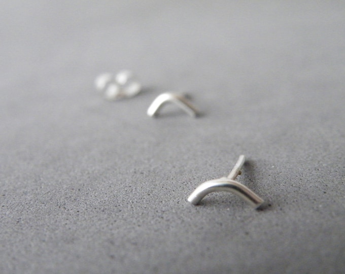 Dainty Geometric Silver Studs, Every day Wear Jewelry,  Earrings Gift Ideas