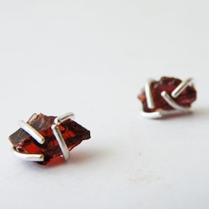 Orecchini in granato rosso ovale sfaccettato - Argento Sterling 925 - Pietra preziosa naturale e autentica - Italia