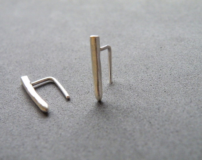 Silver Stud Bar Earrings, Minimalist Women Studs, Jewelry Gift Ideas