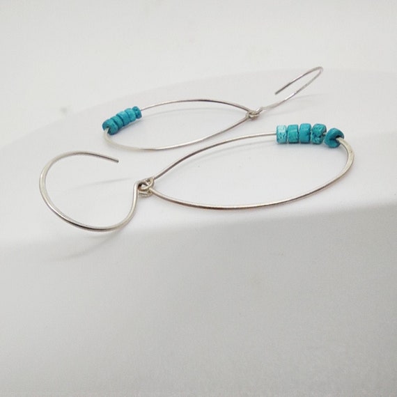 Turquoise hoop 2024 earrings large