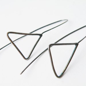 Sterling Silver Triangle Earrings, Oxidized Silver Minimalist Geometric Women's Jewelry image 3