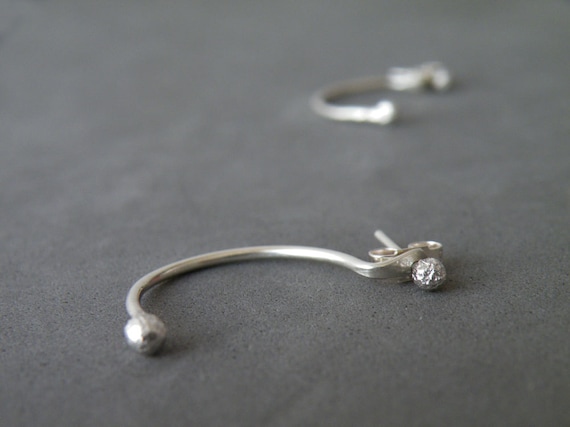 Silver Ear Jacket Earrings,  Modern Versatile Earrings Balls and Spheres, Women's Jewelry