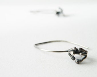 Sterling Silver Dangle Earrings Abstract Earrings Carnivorous Plant Earrings Modern Minimalist Jewelry by SteamyLab