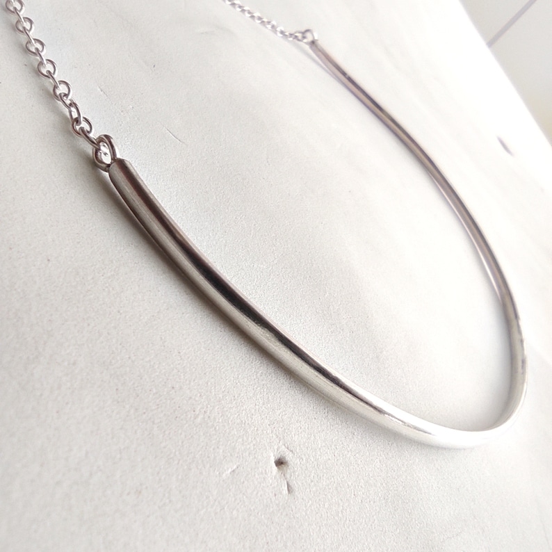 Collana girocollo rigida, collana minimalista in argento sterling, idea regalo gioielli, collana in argento fatta a mano immagine 8