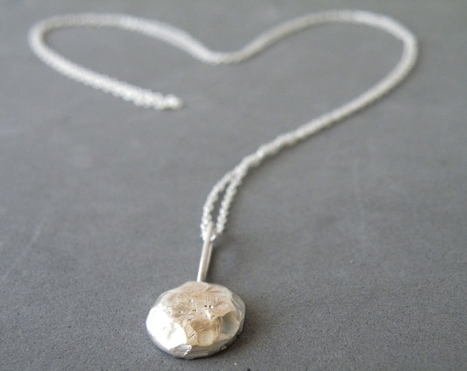 Faceted Sterling Silver Nugget Pendant Necklace Organic Silver Minimalist Necklace by SteamyLab