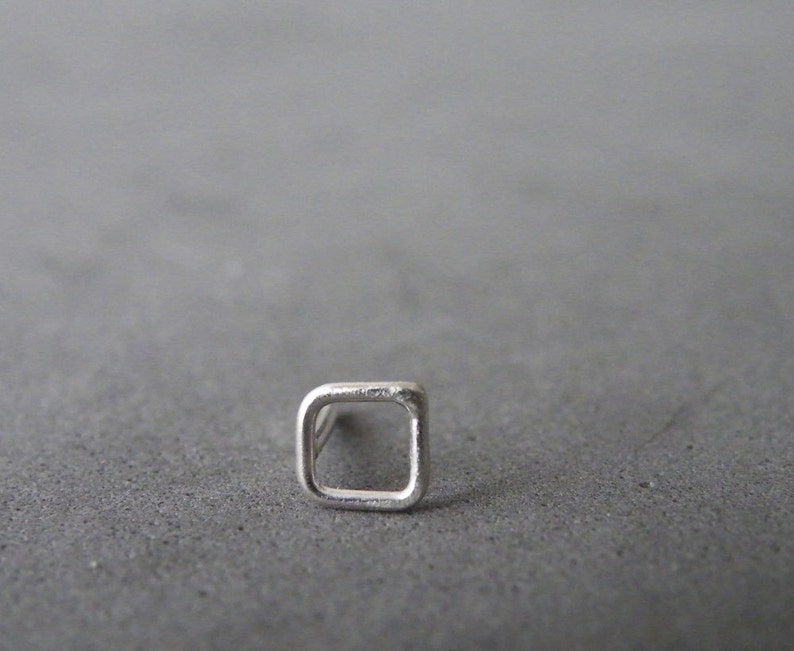 Geometric Square Stud Earrings Sterling Tiny Squares Etsy