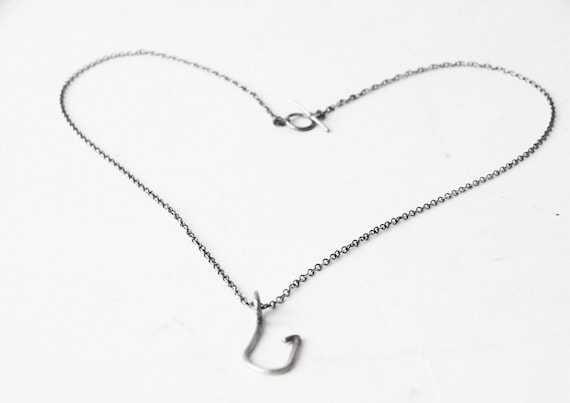 Sterling Silver Nautical Necklace Fishing Hook Pendant Unisex Gift Idea by StemayLab