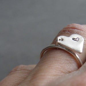 Silver Charm Ring Heart Charm Initial Ring Sterling Silver Jewelry Gift Idea by SteamyLab