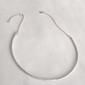 Collana girocollo rigida, collana minimalista in argento sterling, idea regalo gioielli, collana in argento fatta a mano immagine 6