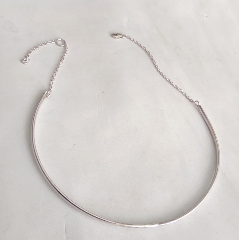 Collana girocollo rigida, collana minimalista in argento sterling, idea regalo gioielli, collana in argento fatta a mano immagine 6