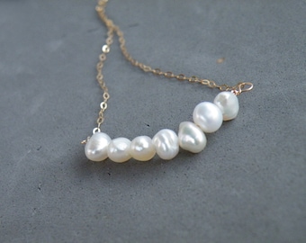 Delicate Baroque Pearl Necklace, Dainty Freshwater Pearl Necklace, June Birthstone Jewelry, Sterling Silver, 9 Carat Solid Gold