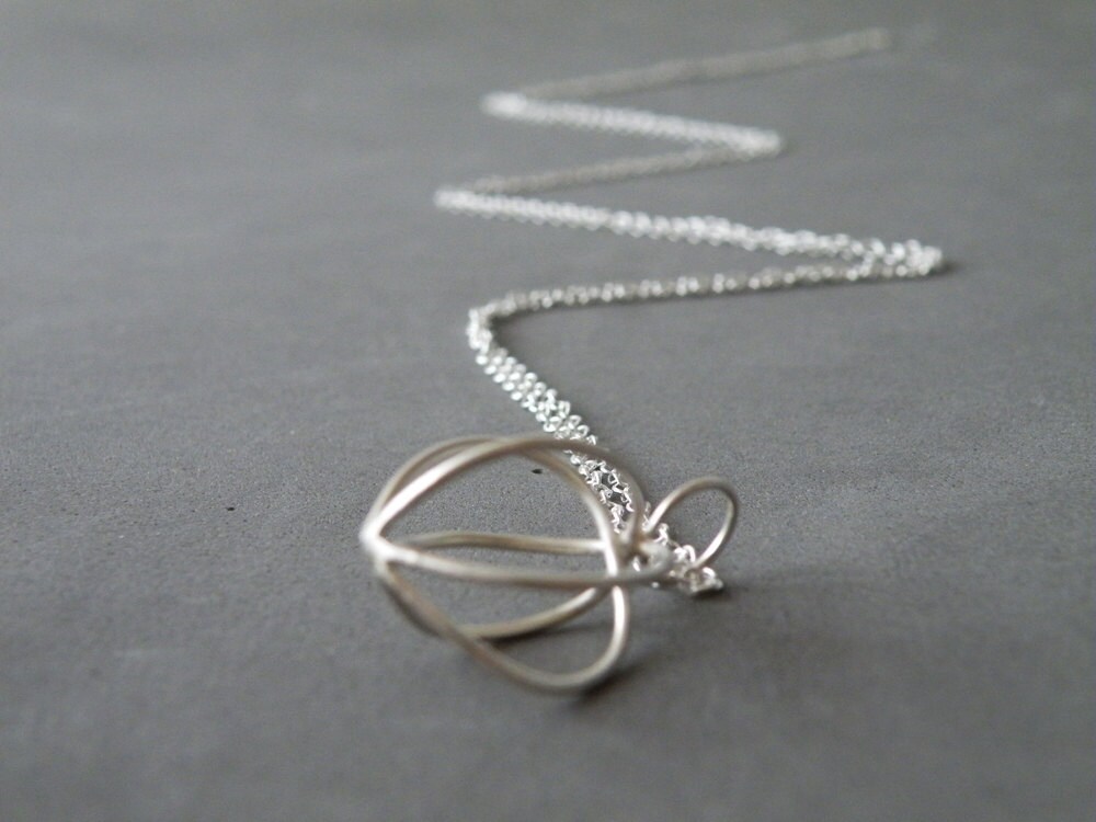 Sterling Silver Cage Necklace Minimalist Pendant Necklace Etsy