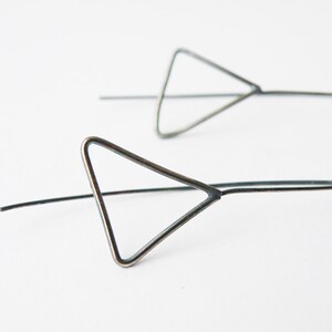 Sterling Silver Triangle Earrings, Oxidized Silver Minimalist Geometric Women's Jewelry image 1