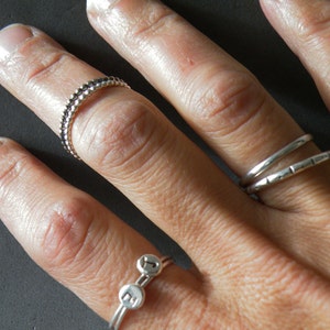 Stacking ring set, available silver finish or oxidized finish, Dainty Dotted jewelry, Unisex Gifts, handmade image 3