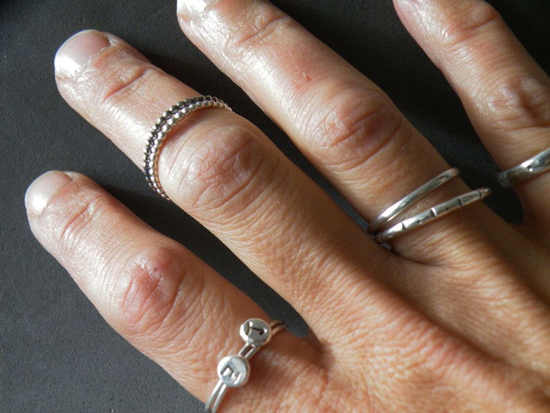 Stacking ring set, available silver finish or oxidized finish, Dainty Dotted jewelry, Unisex Gifts, handmade image 3