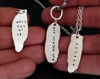 Personalisierter 925er Sterlingsilber-Talisman - Anhänger, Schlüsselanhänger oder Halskette mit individueller Gravur