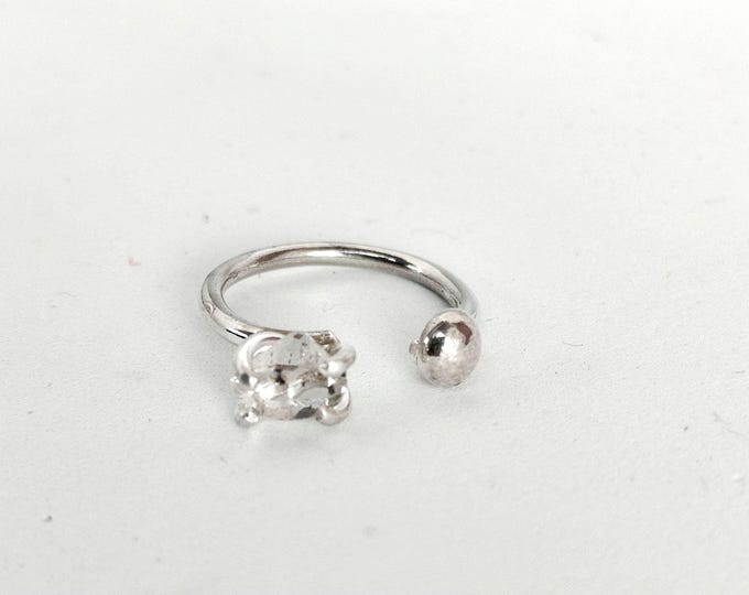 Gemstone Engagement Ring, Raw Herkimer Diamond Adjustable Ring, Women Open Ring