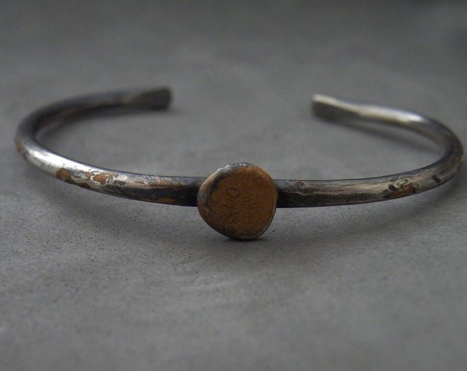 Bohemian Organic Sterling Silver Cuff Recycled Sterling Silver Oxidized and Antique Copper Patina by SteamyLab