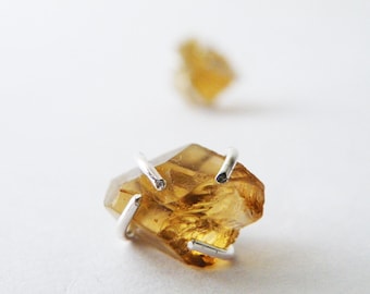 Rough Honey Citrine Stud earrings, November Birthstone Jewelry, Raw stone earrings Gift Ideas for Women