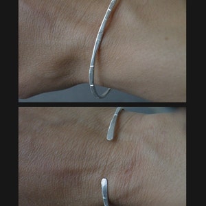 Silver Hand Hammered Textured Bangle,Sturdy Men/Women Cuff, Available Thickness 2mm/2,5mm/3mm. image 3
