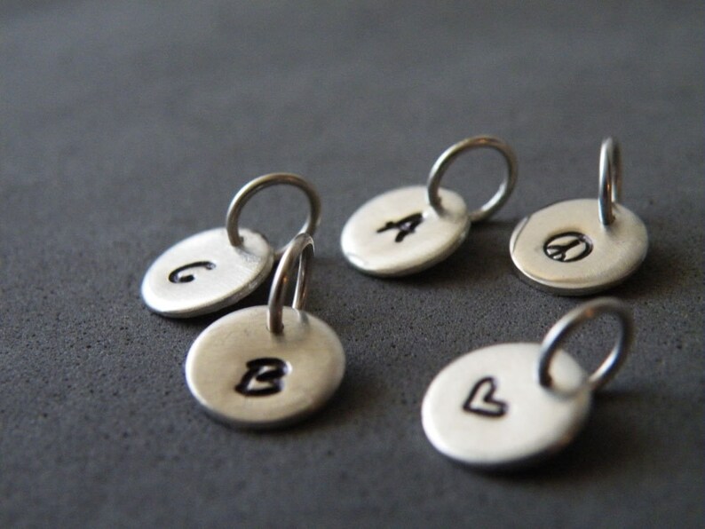 Sterling Silver Monogram Charm Pendants Hand Stamped Charm Etsy