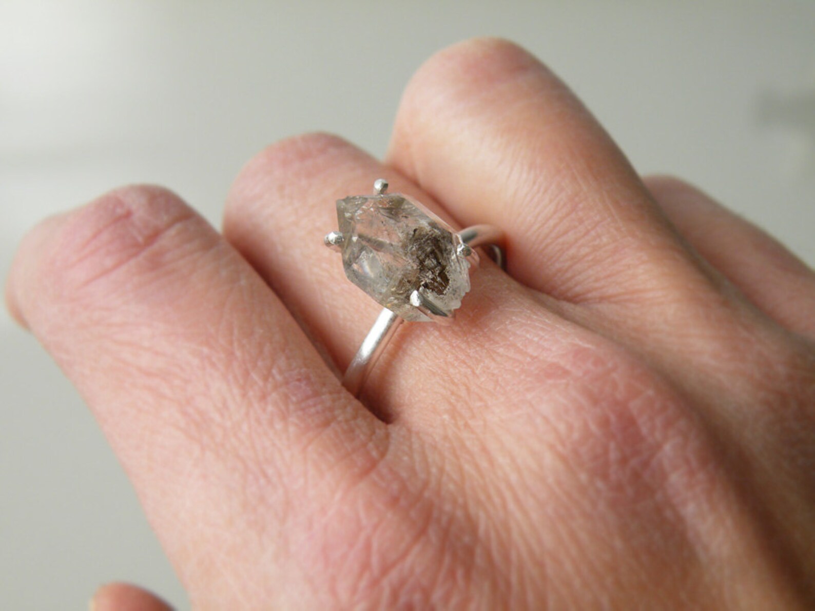 Bague Argent 925 Femme - Solitaire Avec Quartz Fumé - Neuf Sans Emballage - Affaire Bijou élégant