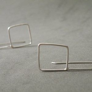 Sterling Silver Square Drop Earrings, Geometric Minimalist jewelry Gift Ideas Women