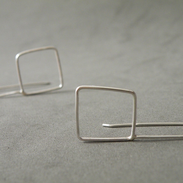 Silver Square Drop Earrings main image 0