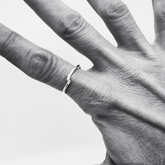 Dainty Sterling Silver Stacking Ring: Hand Forged Twist Ring