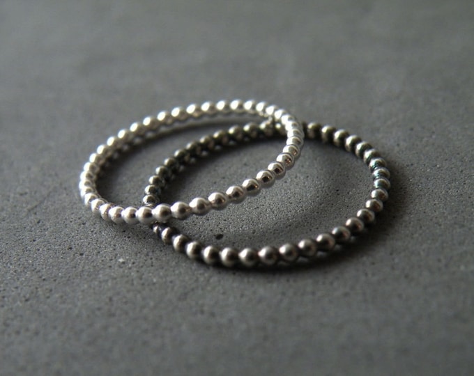 Stacking ring set, available silver finish or oxidized finish, Dainty Dotted jewelry, Unisex Gifts, handmade