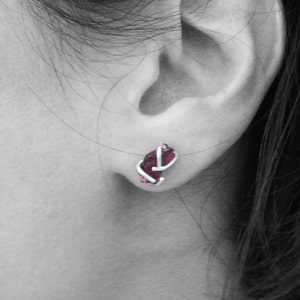 Orecchini in argento Sterling 925 rubino e granato gemma gioielli 7.30g regalo per lei