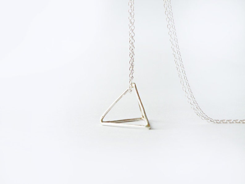 Pyramid Necklace Sterling Silver Triangle Pendant Necklace Long Geometric Necklace Minimalist Jewelry by SteamyLab image 6