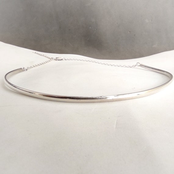 Rigid choker necklace, Sterling silver minimalist necklace, Jewelry gift idea, Handmade silver necklace