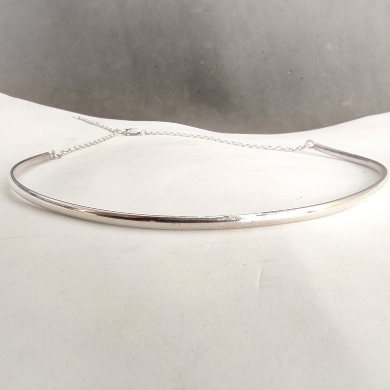 Collana girocollo rigida, collana minimalista in argento sterling, idea regalo gioielli, collana in argento fatta a mano immagine 1